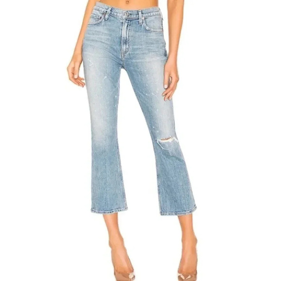 NWT Citizens of Humanity Demy Cropped High Rise Kick Flare Jeans Light Wash - Picture 2 of 15